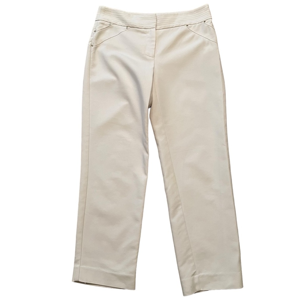 Cache White Stretch Stud Detail Cropped Pant 2